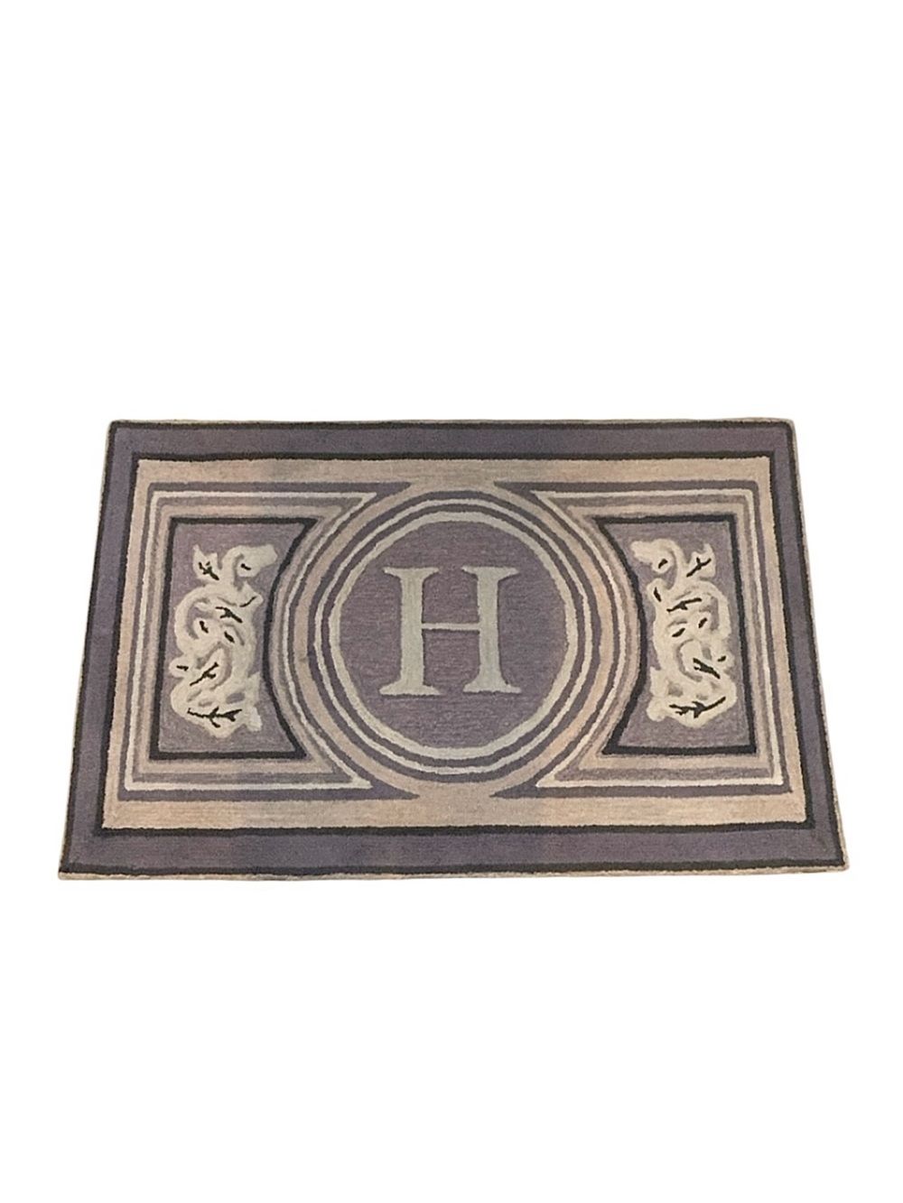 Frontgate Wingate Purple Monogrammed Initial Letter H Porch Door Mat 48x30